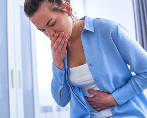 Girl having indigestion problems